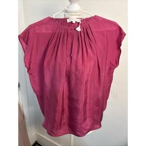 Corey Lynn Calter Fuchsia Blouse Maggie 100% Cupro Small New W Tags Pleated Peek